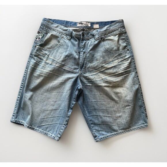 Vintage Rare Y2K Pelle Pelle By Marc Buchanan Embroidered Denim Shorts Sz. 42 - Picture 4 of 6